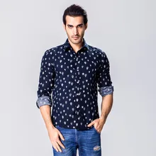 Men Printed Long Sleeve Shirt Slim Business Leisure Shirt Plus Size Male Casual Brand Shirt Tops 2017 New NMFD