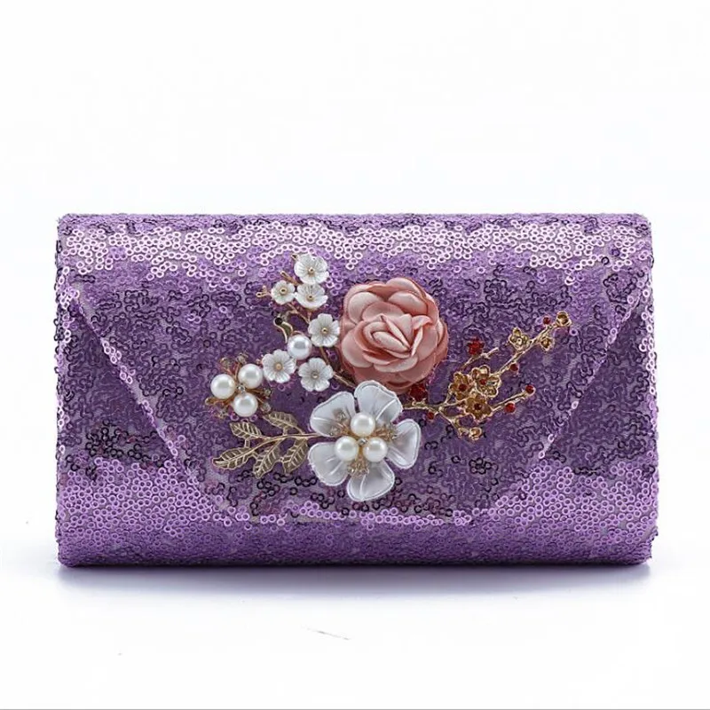 Set 4 Pièces Strass Paillettes - Pochette Soirée Femme Avec Bijoux (collier, Boucles D'oreilles, Bracelet) - Idéal Mariage, Fête