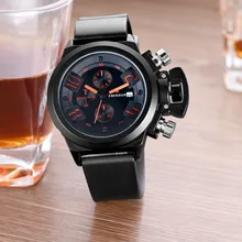 Calendar Men's Watch Quartz Sports Silicone Strap Waterproof Multi-function Chronograph Male Clock Business Relogio masculino carnival mechanical men watch phase moon leather strap double calendar stainless steel multi function clock relogio masculino