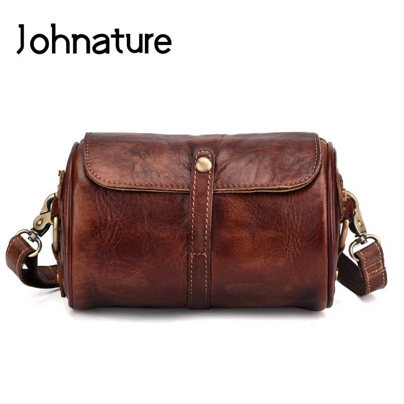 

Johnature 2019 New Vintage Solid Genuine Leather Soft Zipper&Hasp Pillow Mini Women Shoulder&Crossbody Bags Messenger Bag
