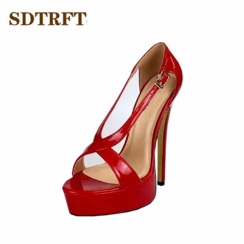 

SDTRFT Plus:US9-14 15 16 17 Gold Bottoms Stiletto Evening/Party shoes Cross Strap 16cm thin heels Wedding pumps summer Sandals