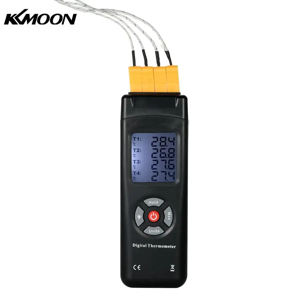 

KKmoon 4-Channel K-Type Digital LCD Thermometer Thermocouple Sensor -50~1350Degrees Data Hold Function