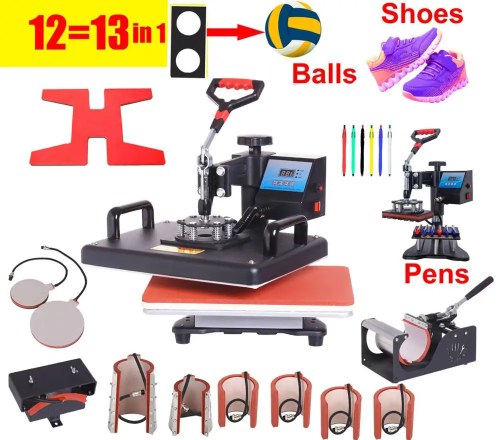 

12 in 1 Heat Press Printer Sublimation heat transfer Machine Heat Press Machine for T-shirts Plates/Cap/Mug/Phone Cover/pen/ball