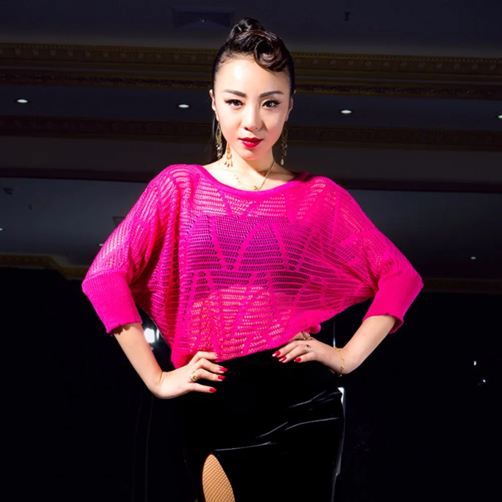 

2018 New Lady Latin Dance Top Lace Shirt One Size Bat Sleeve Practice Dance Top Latin Dancing Top For Women