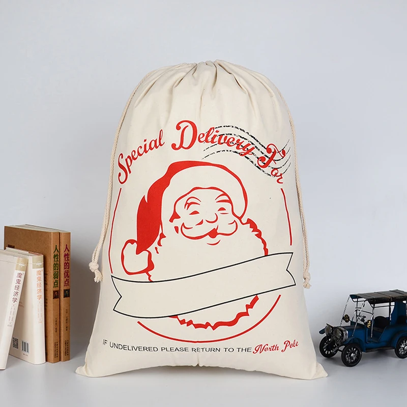 1 шт год Рождество Санта мешок конфеты Санта Клаус шнурок холщовый мешок посуда деревенские винтажные чулки подарочная сумка