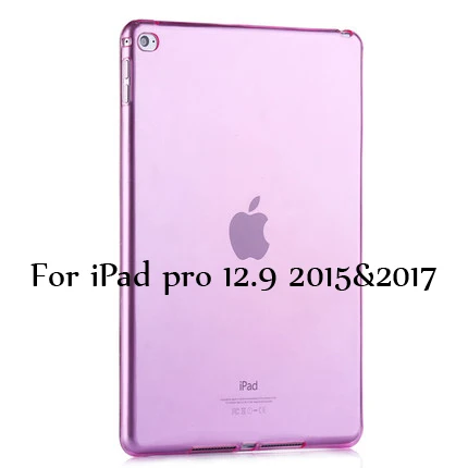 ТПУ мягкий чехол для iPad Pro 12,9 дюйма, Ультратонкий силиконовый цветной прозрачный защитный чехол - Цвет: Pink 12.9 2015 2017