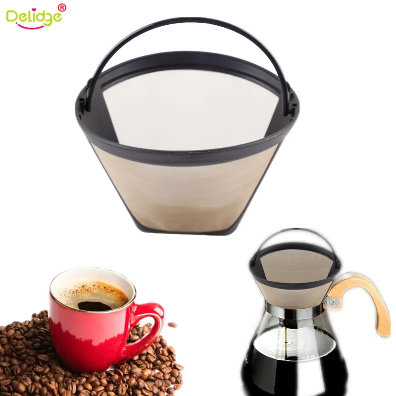 Delidge 1pcs Reusable Coffee Filter Baskets Stainless Steel Permanent