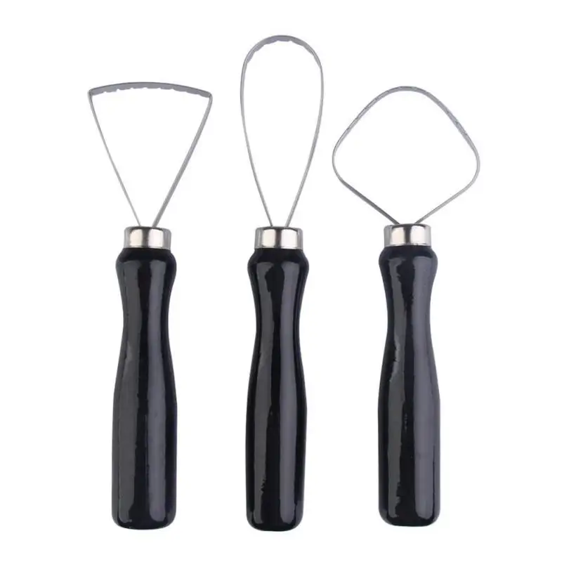 

DIY 3 Pcs Wood Pottery Clay Sculpture Big Loop Tool with Steel Flat Wire Practical Sculpting Carving Tools Set New