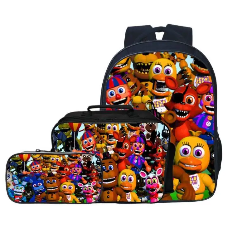 

New Style 3pcs/set Five Night At Freddy Kids Baby School Bags FNAF Cartoon Children Backpacks for Boys Schoolbag Girls Bookbag