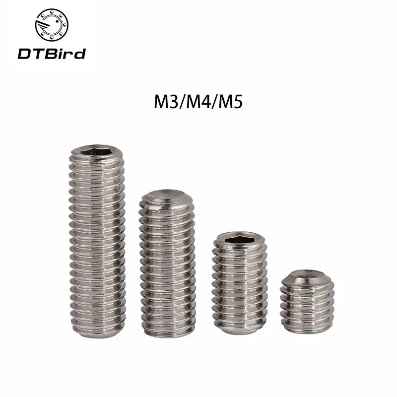 

20 or 50pcs M3/M4/M5 304 Stainless Steel Concave End Tighten Screw Headless With Six Corners Inside Hex Socket Set Grub DIN916