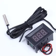 Red Mini Electronic Thermometer Temperature Meter Detector Red LED Digital Display NTC Metal Waterproof Sensor DC4-28V 0.36Inch