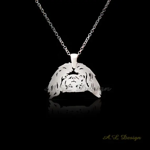 

Trendy Gold Silver Color Pekingese Necklace Women Dogs Gift Statement Necklace Pet Jewelry Kolye Cs Go Collares