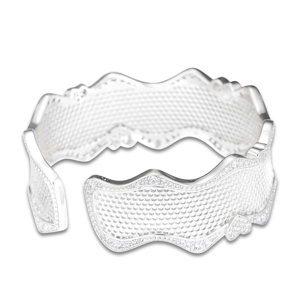 

FANDOLA Bangles Lace Of Love Bracelet Cuff Bangle Original 925 Sterling Silver Bracelets Bangles for Women Bracelet Manchette