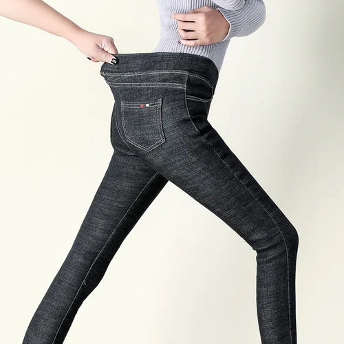Новые женские вельветовые толстые теплые джинсы женские джинсы с высокой талией Зимние большого размера плюс кашемировые узкие брюки-карандаш - Цвет: 1