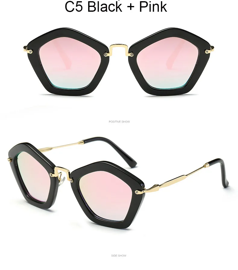 Для женщин модные крутые квадратные многоугольник sunglassesvintage огромная оправа яркие прозрачные солнцезащитные очки UV400 Для мужчин, солнцезащитные очки для вождения, солнцезащитные очки - Цвет линз: C5