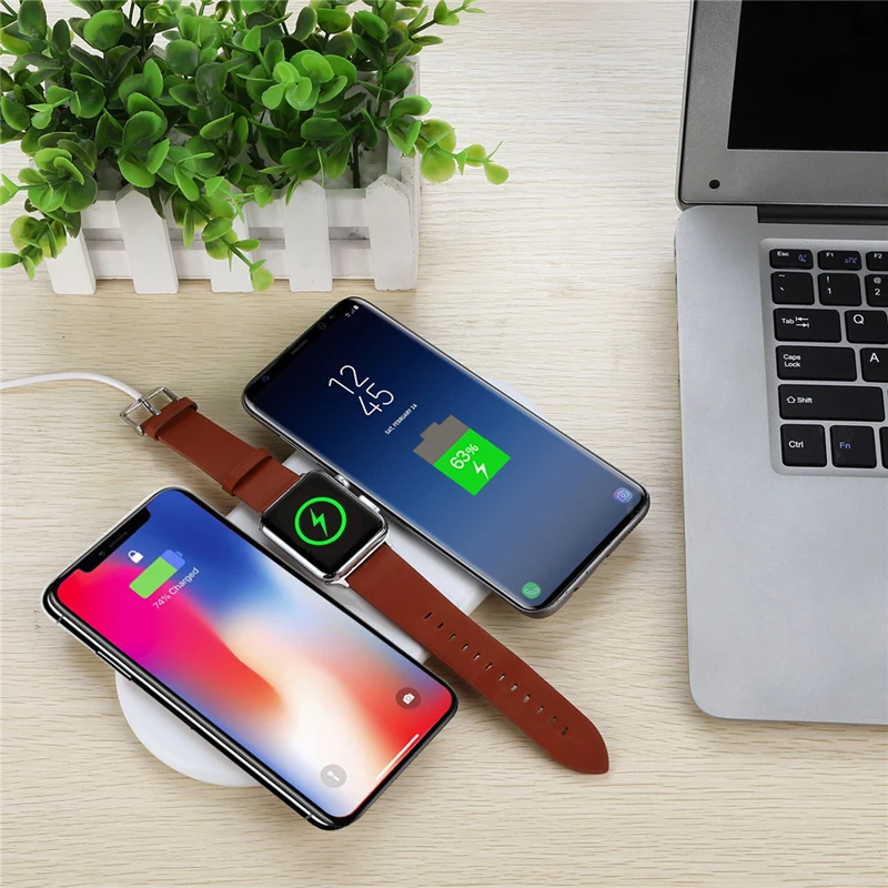 QI Беспроводное зарядное устройство для iPhone X 8 plus XR XS 11 Pro Max Apple AirPods Watch 3 2 4 Быстрая