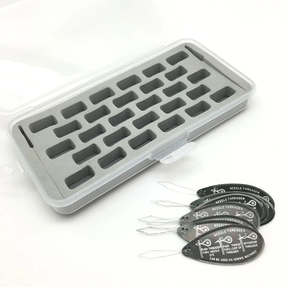 

Bobbin Box Plastic 28 Slot Plus 10 pcs needle threaders Combination Set Sewing Machine Frontline Blowing Bobbin Case YJ07