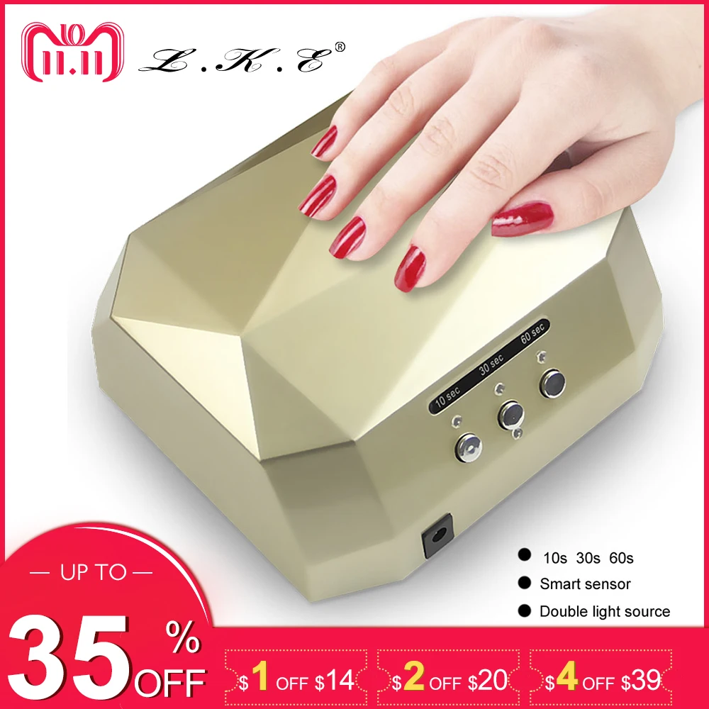 

LKE 36W Nail Dryer Diamond CCFL+LED UV Lamp Curing All UV Nail Varnish Gel Polish Manicure Makeup Nail Art Tools Nails Lamp