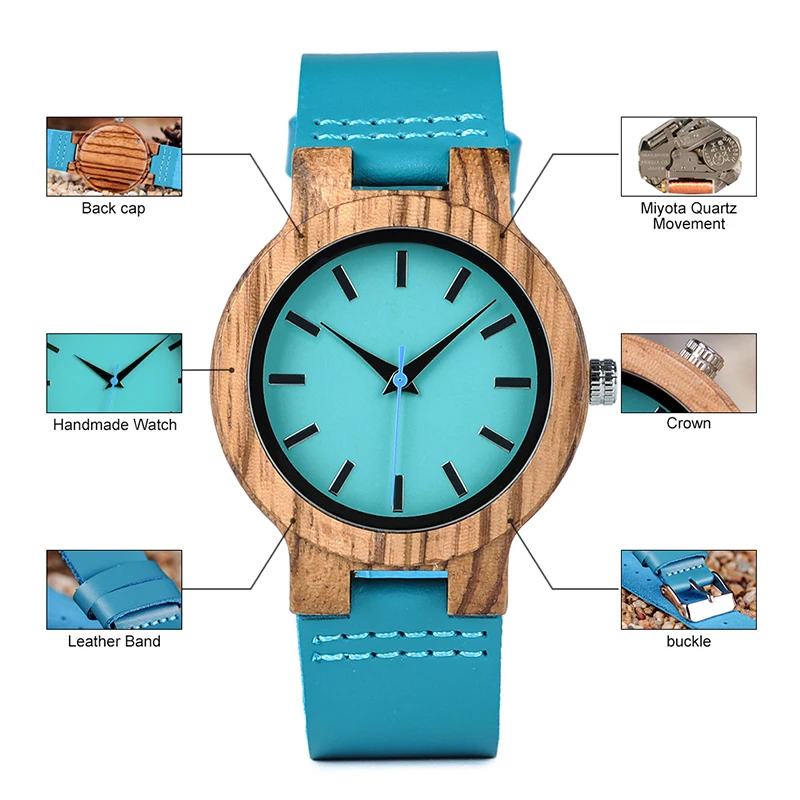 BOBO BIRD женские деревянные парные часы для мужчин кварцевые женские наручные часы с кожаным ремешком для влюбленных Бирюзовый синий relogio feminino