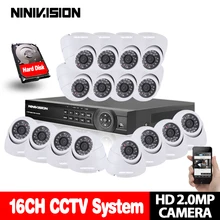 Купольная 16CH CCTV система 1080P DVR комплекты HDMI HD белый 3000TVL Крытый IR-CUT камера с AHD 1920*1080 2.0MP камера наблюдения комплект