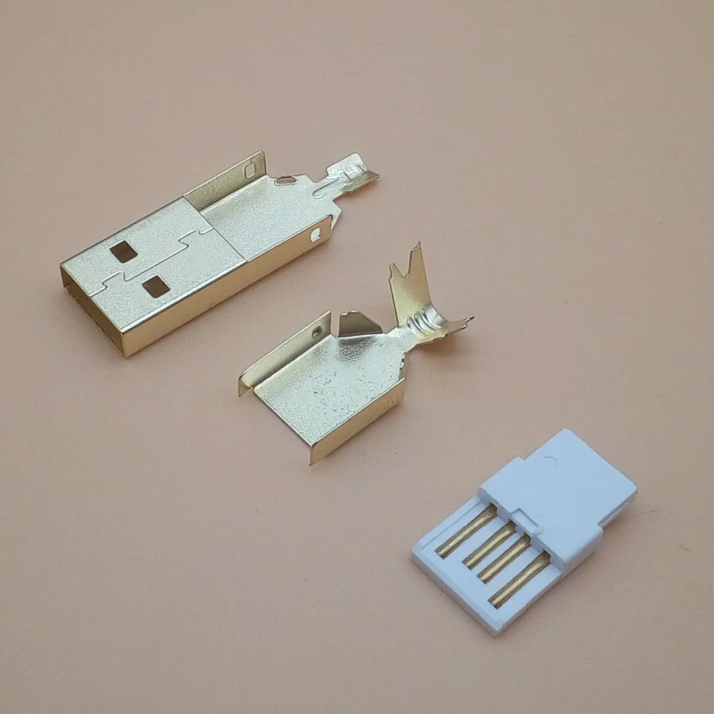 5 комплектов USB 2,0 Тип сварки Тип штекер Позолоченные разъемы usb-хвост разъем 3 в 1 DIY адаптер