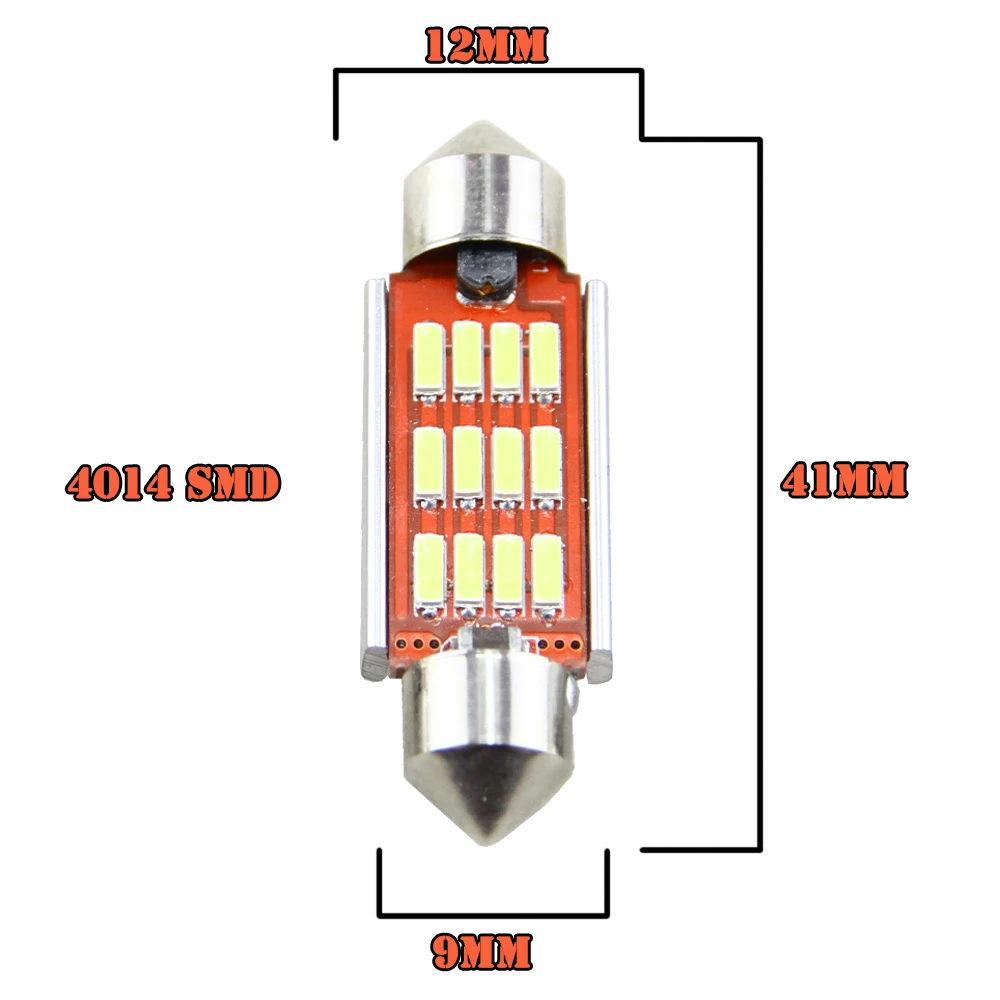 Сменная лампочка Festoon C5W 12 SMD LED 31 мм 36 39 41 4014SMD автомобильный внутренний купол лампа