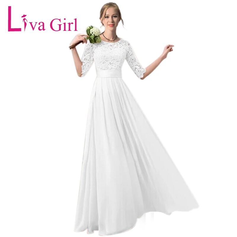 LIVA GIRL шифоновые кружевные вечерние длинное платье 2020 для женщин белое полое