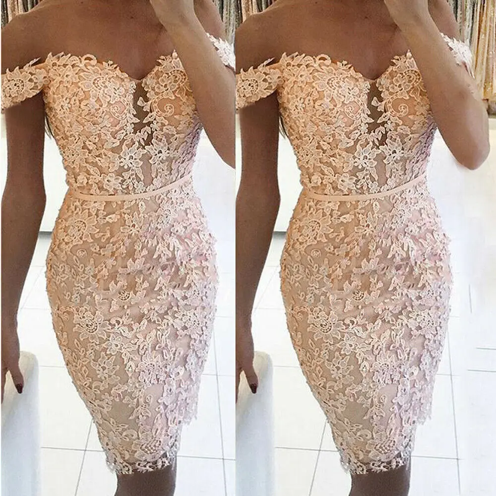

2019 Women New Party Evening Solid Lace Midi Dress Camis Lace Floral BodyCon