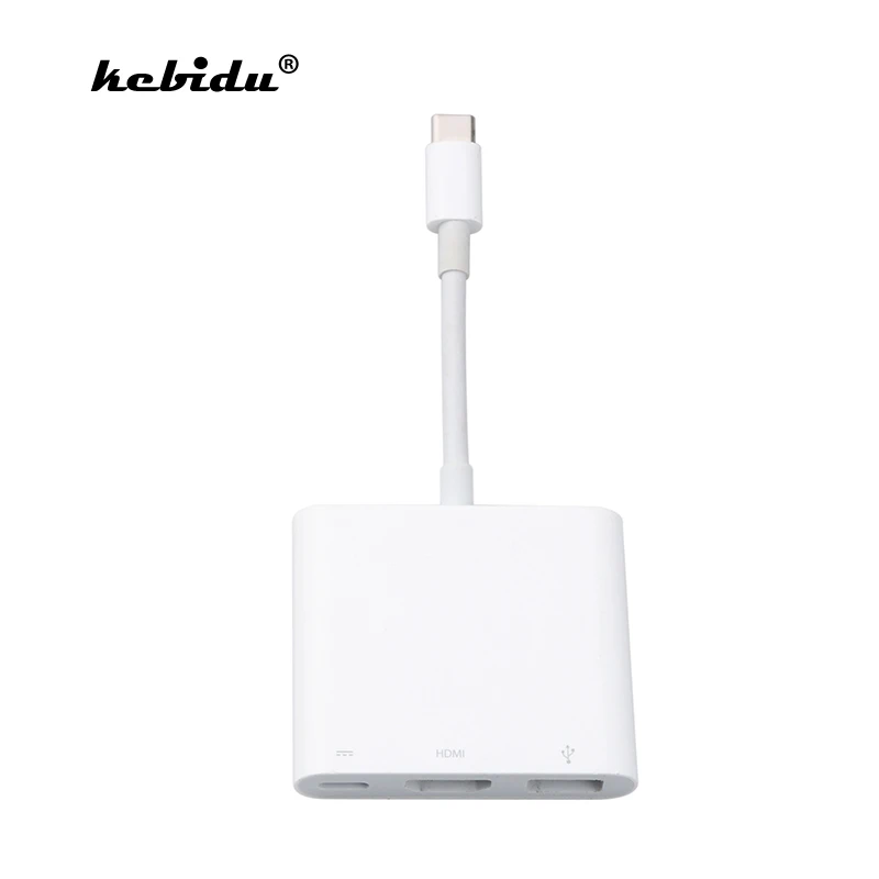 Kebidu 3 в 1 Type-C USB C к HDMI-совместимый адаптер Type c кабель-конвертер для зарядки