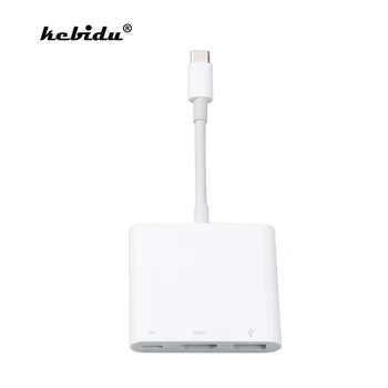 

kebidu 3 in 1 Type-C USB C to HDMI USB 3.1 Type c Adapter Cable Charging Converter Digital AV Multiport Adapter