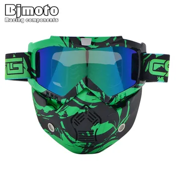 

BJMOTO CRG Motorcycle Helmet Mask Detachable Goggles And Mouth Filter for Modular Open Face Moto Vintage Helmet Mask