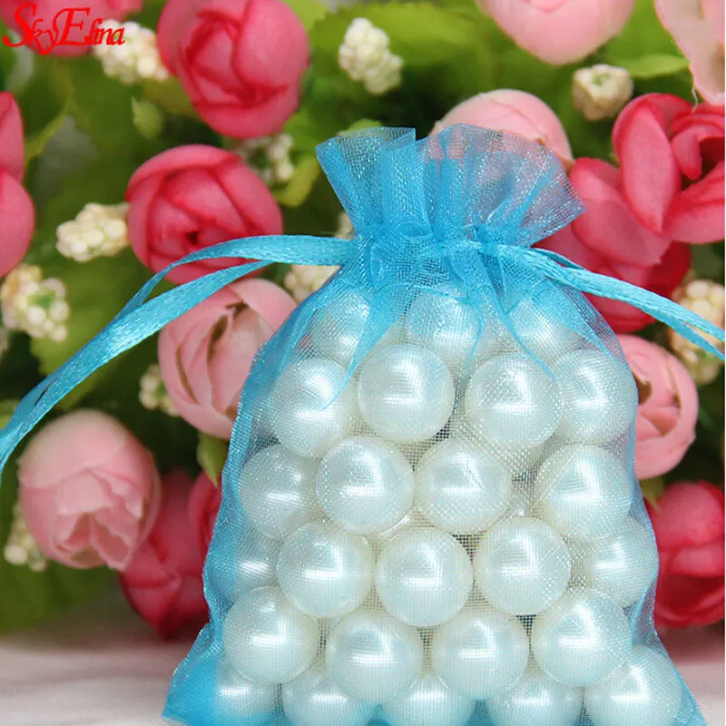 New Fashion 100pcslot  Jewelry Packaging Bags & Pouches Drawable Organza Bags 7x9cm Favor Wedding Christmas Gift Bag 8ZSH312