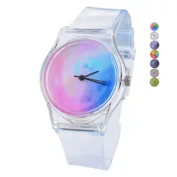 Прозрачные часы женские часы с силиконовым браслетом Новинка хрустальные женские часы мультяшные Спортивные Повседневные кварцевые