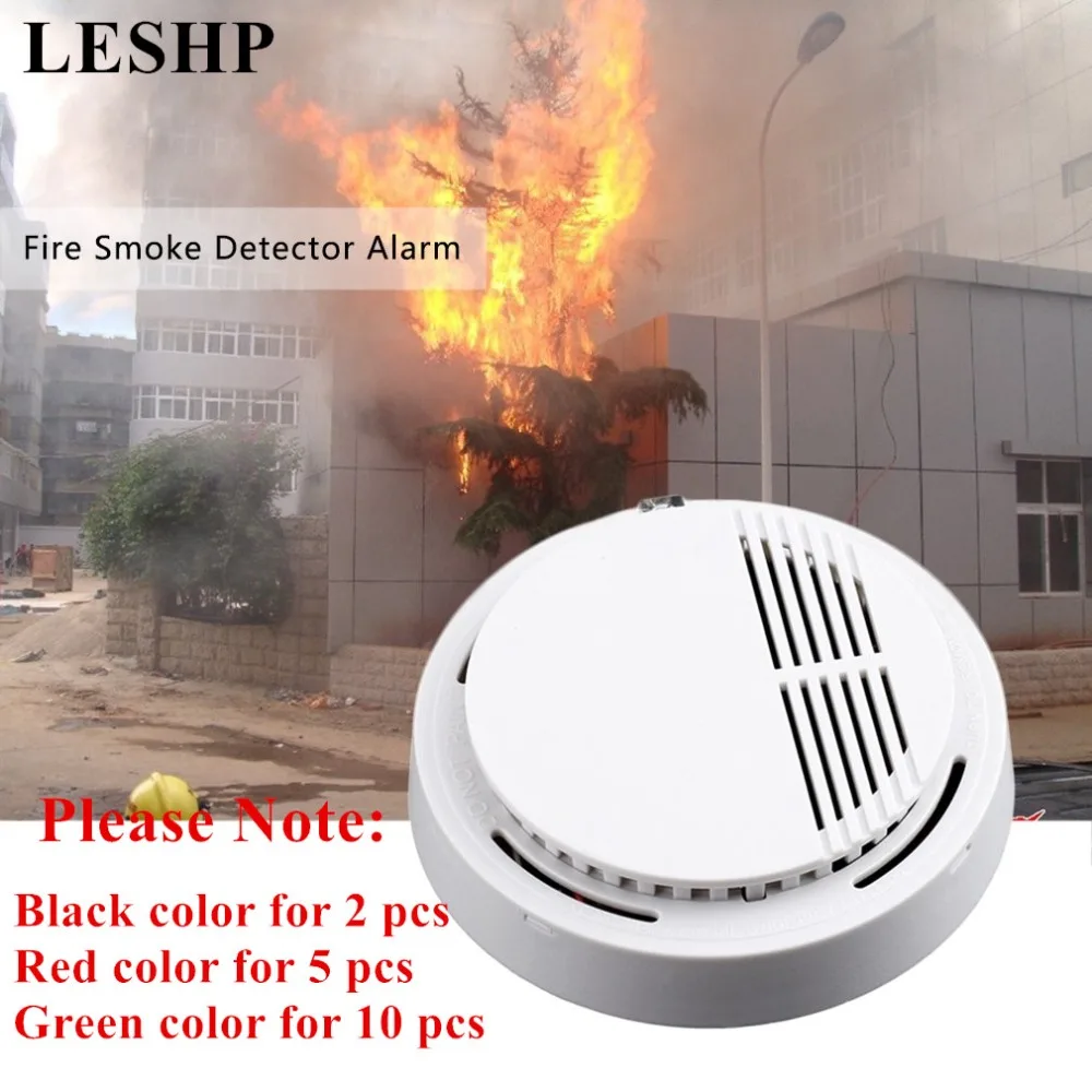 

LESHP 2/5/10 pcs Smoke Detector Photoelectric Fire Alarm Sensor Sensitive Home Independent Fire Detector For Family Guard