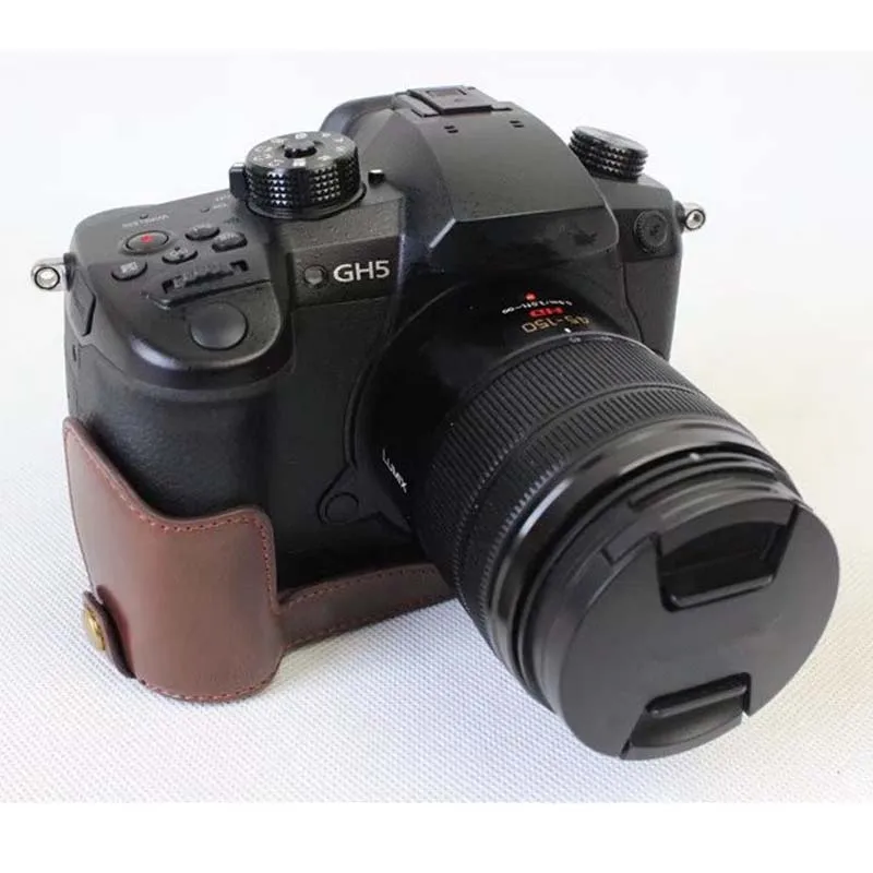 Fashional Camera Bag Case for panasonic GH5 DSLR PU Leather Half Body