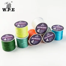 W. P. E серия KOMODO плетеная рыболовная леска 4 нити 100 м 150 м 300 м PE плетеная рыболовная проволока 0,6#-4,0# с бесплатным вертлюгом