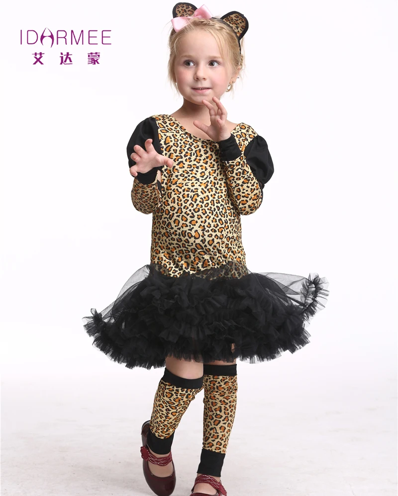 IDARMEE New Child Animal Cosplay Cat Costume Carnaval Performance Dress Leopard Kids Halloween