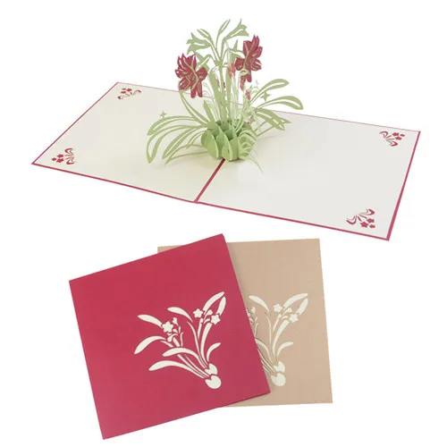 Daffodil Flower Thank You Postcards Vintage 3D Pop UP Paper Laser Cut Greeting Card Creative Handmade Birthday Festival Gift