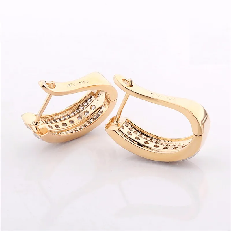 Budong бренд роскошные свадебные Серьги-кольца для Для женщин серебро/золото-Цвет три строки кубический цирконий, ювелирные xue200