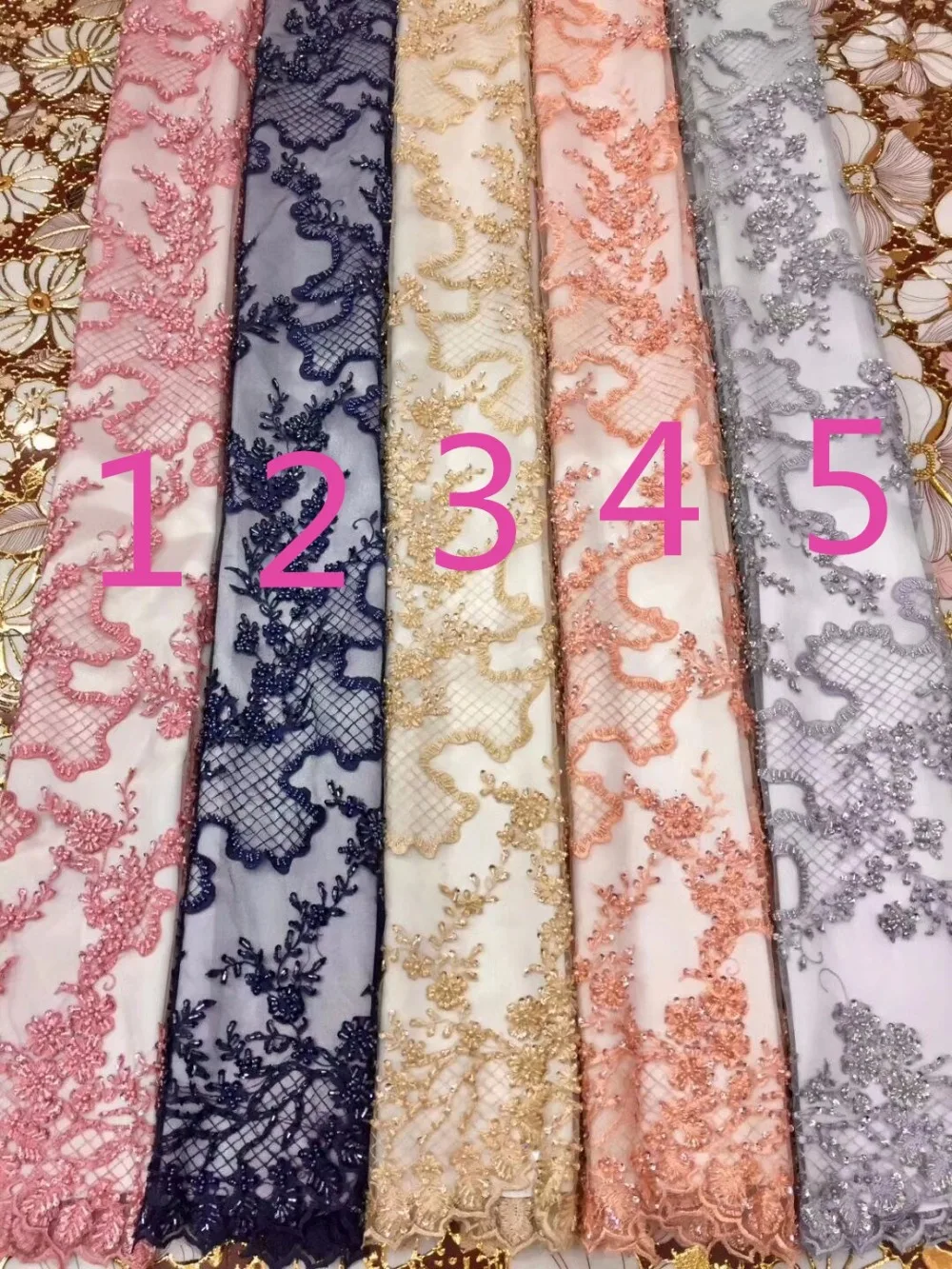 

African Bridal Lace Fabric Embroidery French Lace Fabric With Beads And Stones 2018 African Lace For Nigerian Wedding