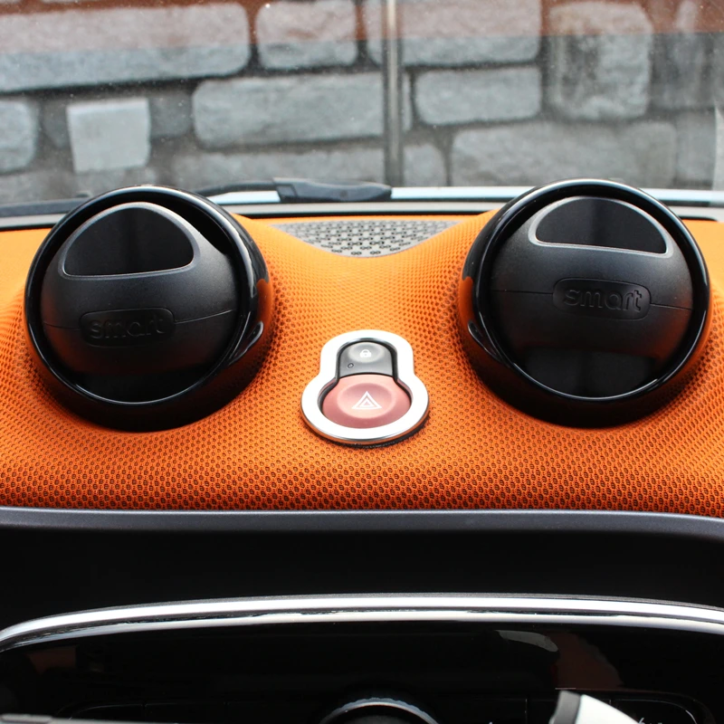 ABS chrome interior hazard warning light decorative frame for new Smart Fortwo Forfour 453 car stickers auto parts modification ABS chrome interior hazard warning light decorative frame for new Smart Fortwo Forfour 453 car stickers auto parts modification