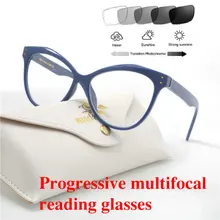 Новые анти-УФ-отражающие прогрессивные многофокусные очки с переходом от солнца фотохромные очки для чтения женские для дальнозоркости Far diopter NX
