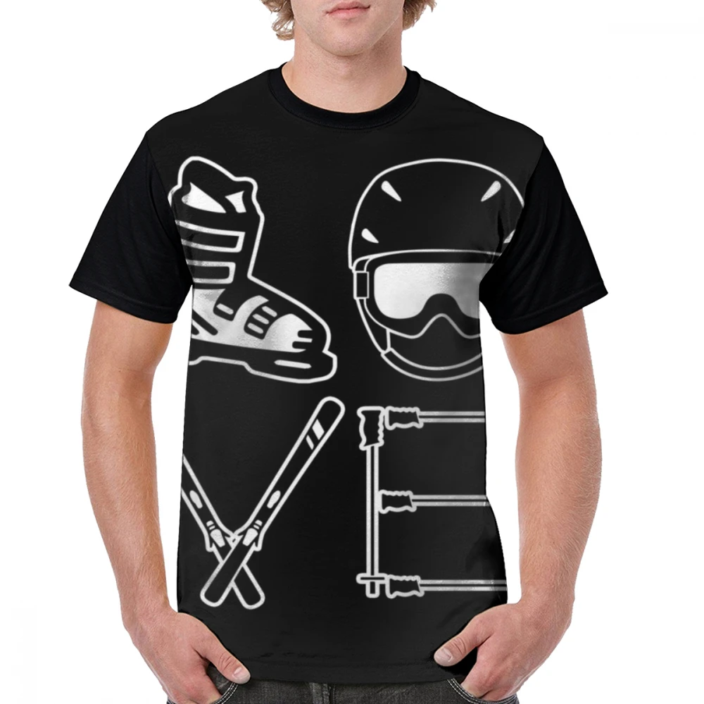 Лыжная футболка, футболка для катания на лыжах, футболка с короткими рукавами, Мужская футболка с графическим принтом, ХХХ, потрясающая Пляжная футболка из 100 полиэстера - Color: Black