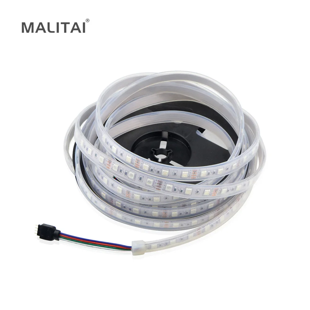 

1Roll Work in Water 5050 SMD LED Strip light Ribbon DC 12V 5M / 300 LEDs lamp Tape Flexible Silicone Cannula IP67 Waterproof