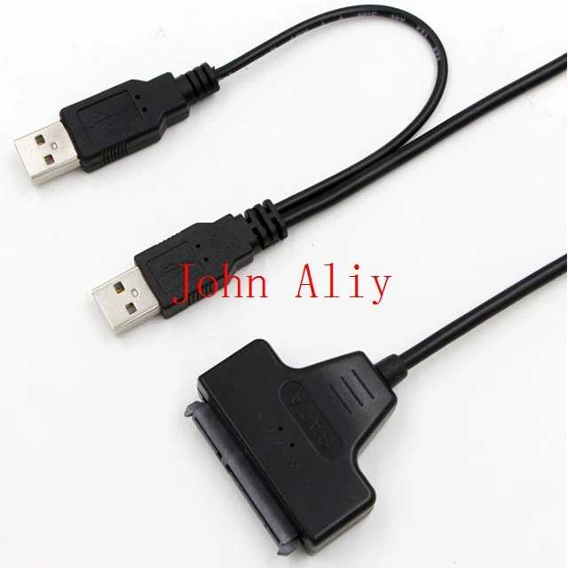 Горячая черный свет штыревой адаптер USB 2,0 к SATA 7+ 15 Pin 22 для 2," HDD жесткий диск с USB кабель питания