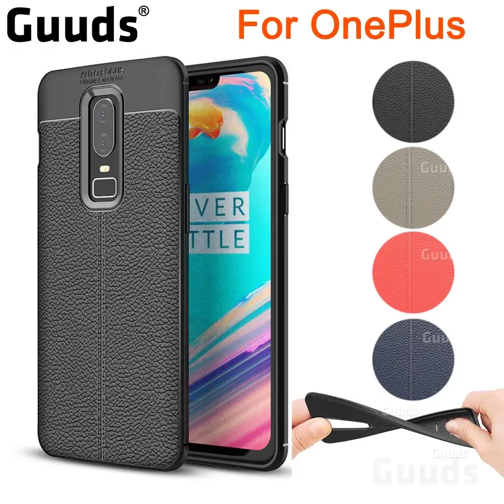 

Guuds for OnePlus 3 5 5T 6 Phone Back Cover Luxury Auto Focus Litchi Texture Silicone TPU Back Cover for OnePlus6 FREE SHIPPING
