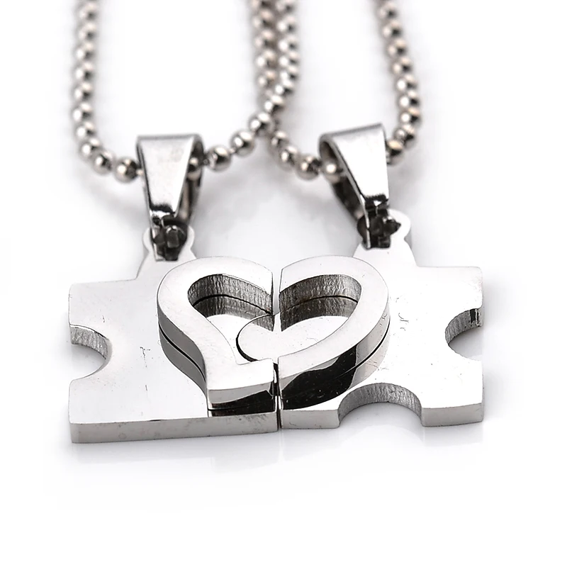 Puzzle Matching Heart Love Necklaces for Mens Womens Couples Fashion