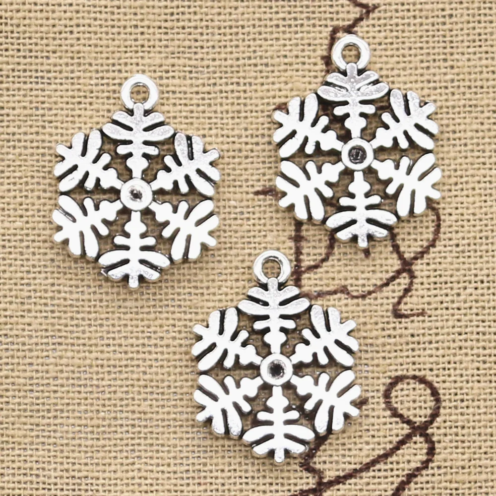 

10pcs Charms snowflake snow 20x23mm Antique Silver Bronze Pendants DIY Necklace Crafts Making Findings Handmade Tibetan Jewelry