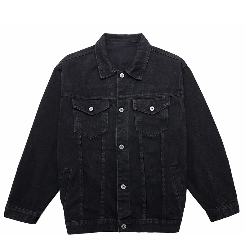 

Spring autumn denim jacket loose black Korean Single Breasted Full Sleeves Basical Denim Jacket Coat Female Tops Outerwear Q033