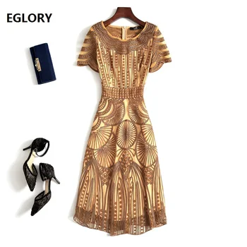 

XXXL Dress Vestidos 2019 Spring Summer Dresses Cocktail Evening Women O-Neck Appliques Embroidery Short Sleeve Slim Fitted Dress
